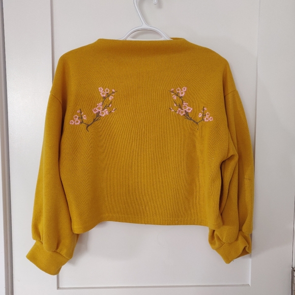 Romwe Puff Sleeve Embroidered Cropped Sweater - Picture 4 of 6
